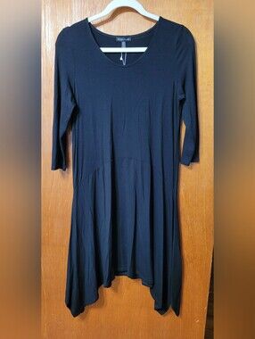 Eileen Fisher Black Handkerchief Hem Short Dress Size Small NWT (1558)
